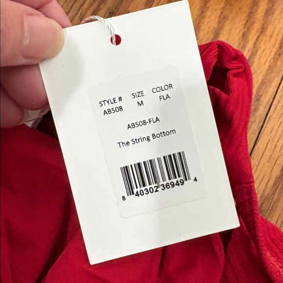 Andie String Bikini Set Ribbed Flame Red size M NWT/NWOT - Picture 6 of 8
